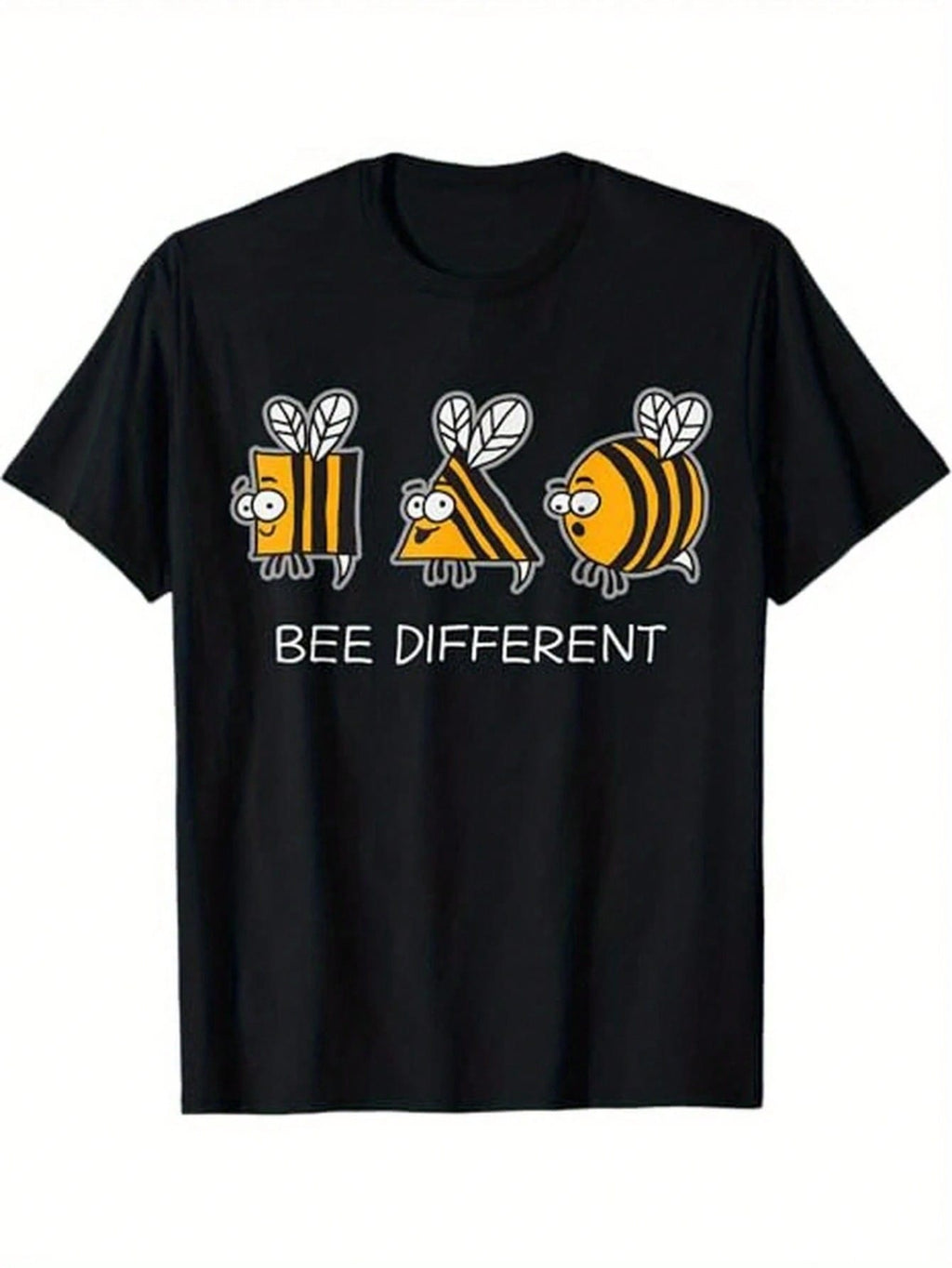 Trendy Graphic Cotton Tee for Men - Stylish Short Sleeve Round Neck Shirt in Black