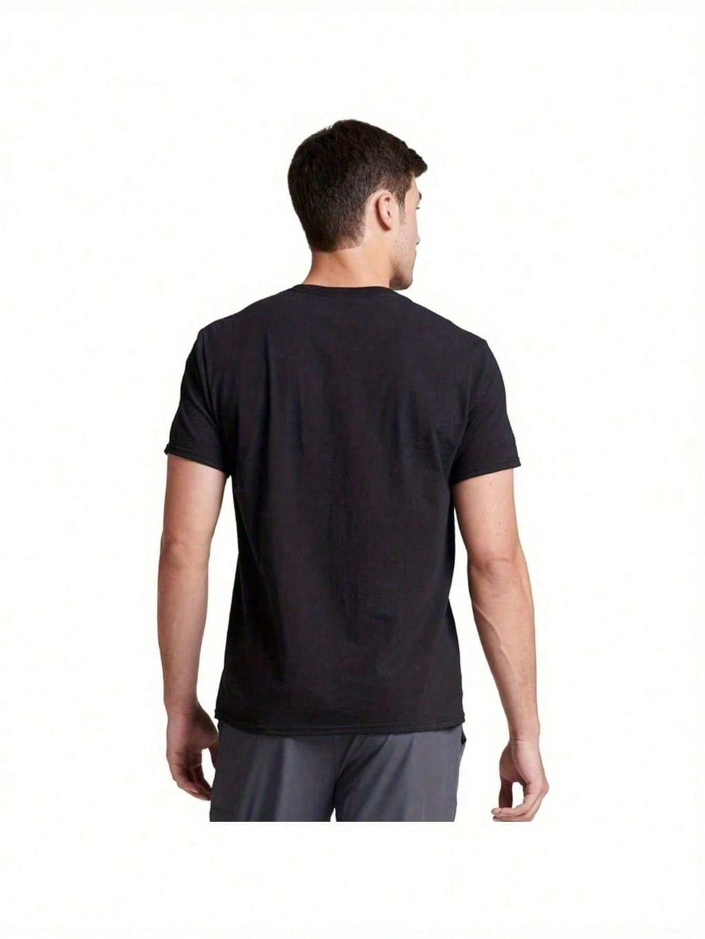 Trendy Graphic Cotton Tee for Men - Stylish Short Sleeve Round Neck Shirt in Black