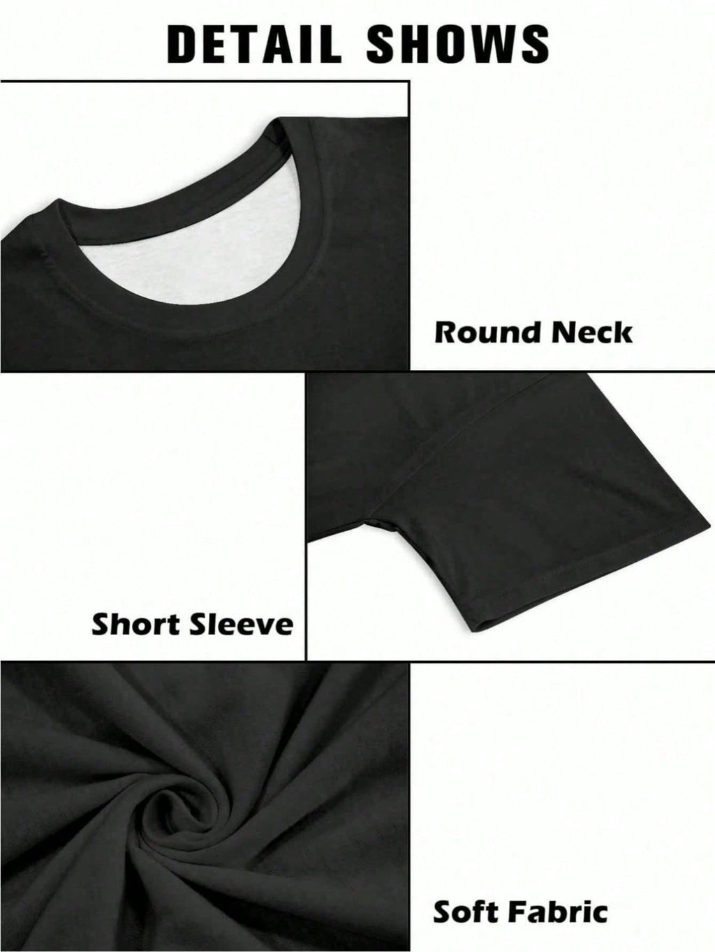 Trendy Graphic Cotton Tee for Men - Stylish Short Sleeve Round Neck Shirt in Black
