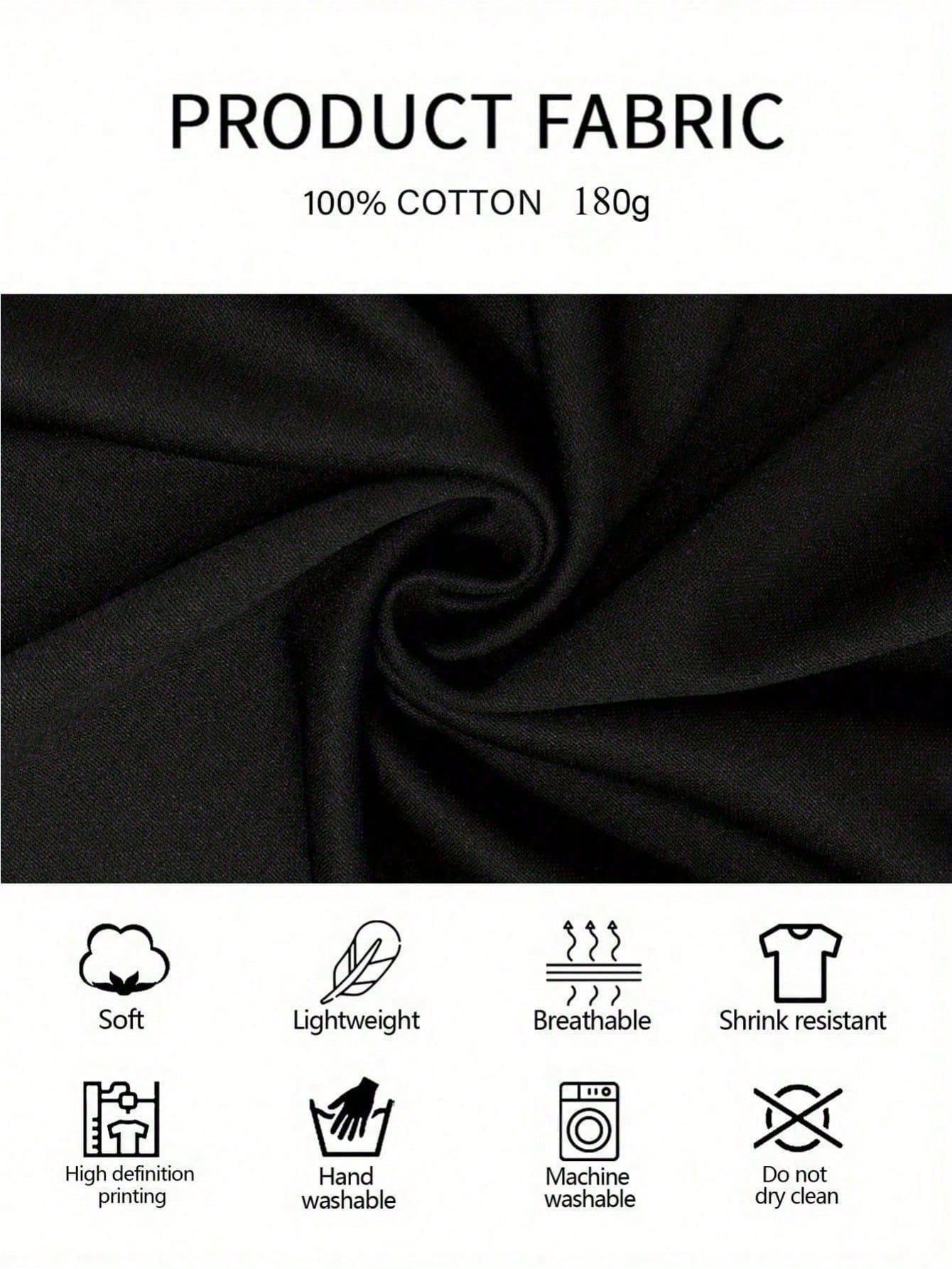 Trendy Graphic Cotton Tee for Men - Stylish Short Sleeve Round Neck Shirt in Black
