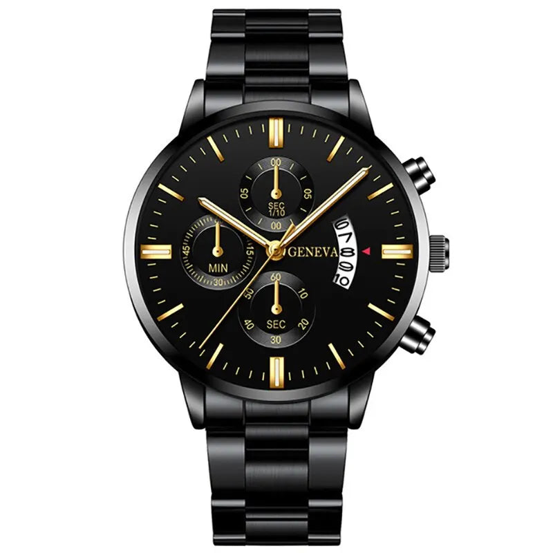 Fashion Men Stainless Steel Watch Luxury Calendar Quartz