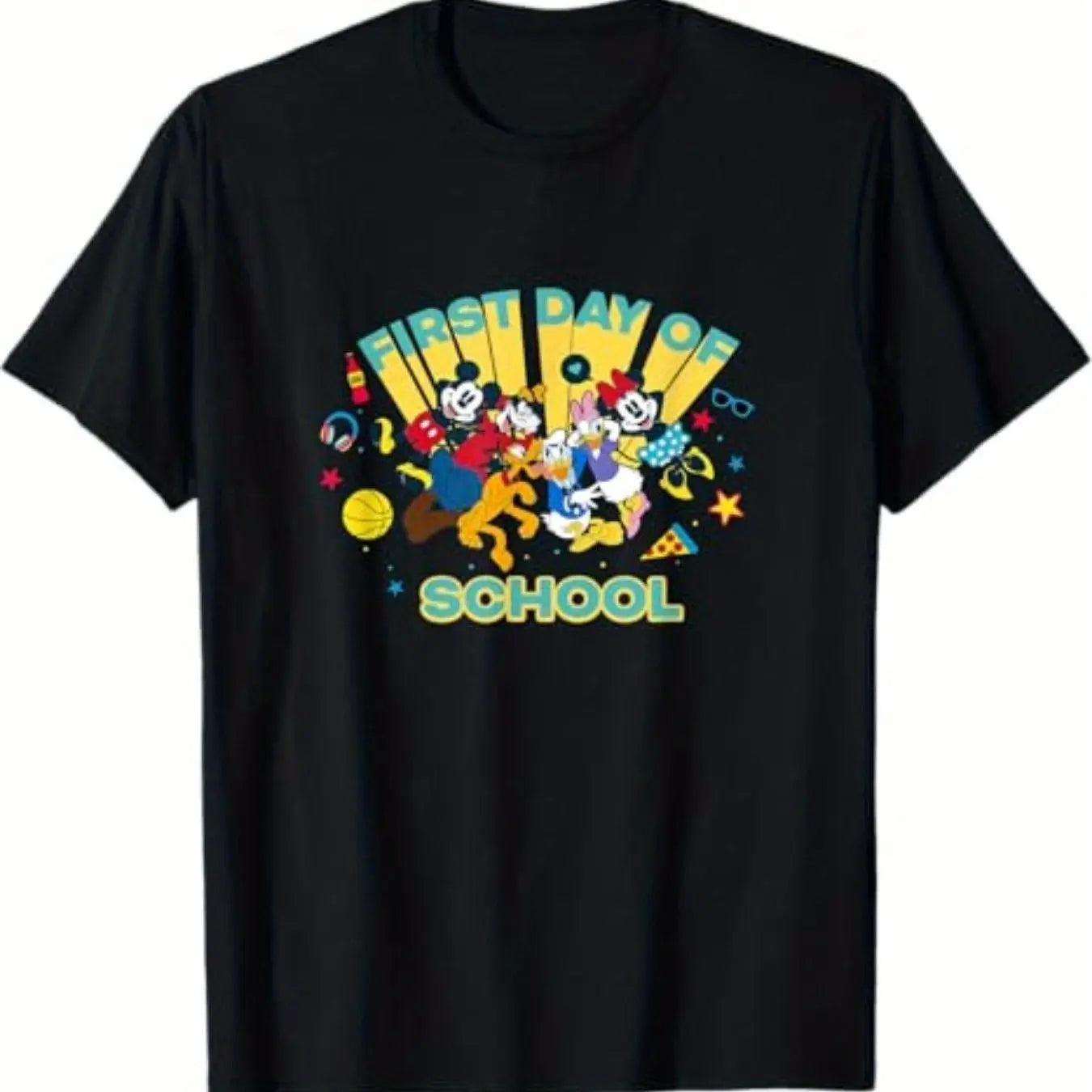 Trendy Graphic Cotton Tee for Men - Stylish Short Sleeve Round Neck Shirt in Black