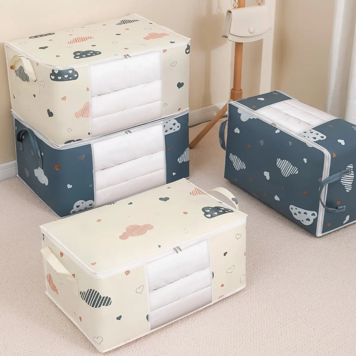 Large-Capacity Clothes Storage Bag – Foldable Organizer with Reinforced Handles & Sturdy Zipper
