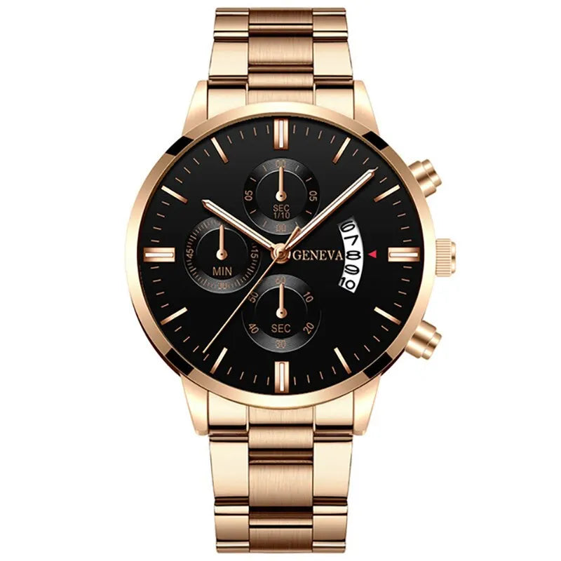 Fashion Men Stainless Steel Watch Luxury Calendar Quartz