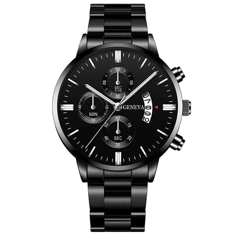 Fashion Men Stainless Steel Watch Luxury Calendar Quartz