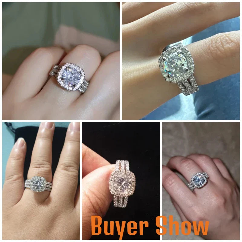 Huitan Trendy Brilliant Cubic Zirconia Engagement Ring