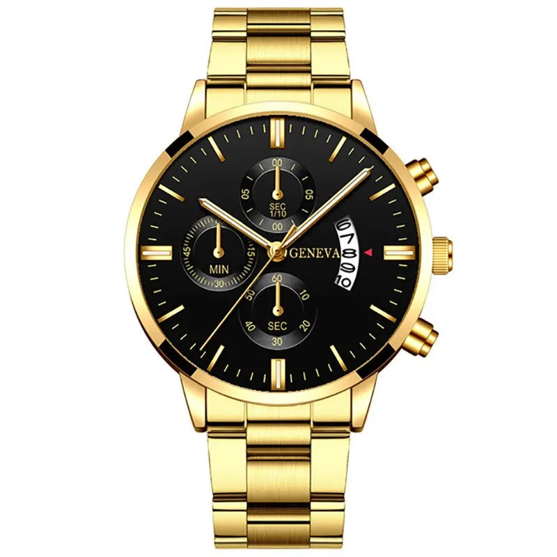 Fashion Men Stainless Steel Watch Luxury Calendar Quartz
