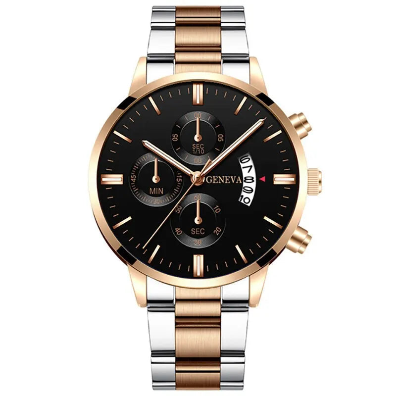 Fashion Men Stainless Steel Watch Luxury Calendar Quartz