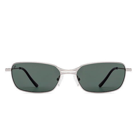 Full Rim Rectangular Silver Green Sun glasses