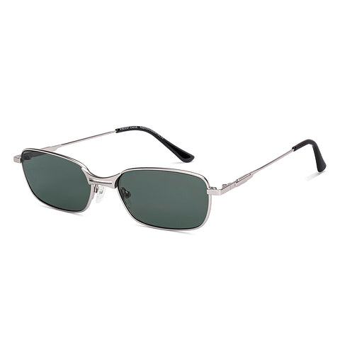 Full Rim Rectangular Silver Green Sun glasses